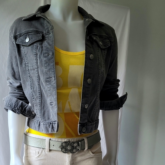 Calvin Klein Petite Gray Denim Jacket Size XS - Picture 2 of 12